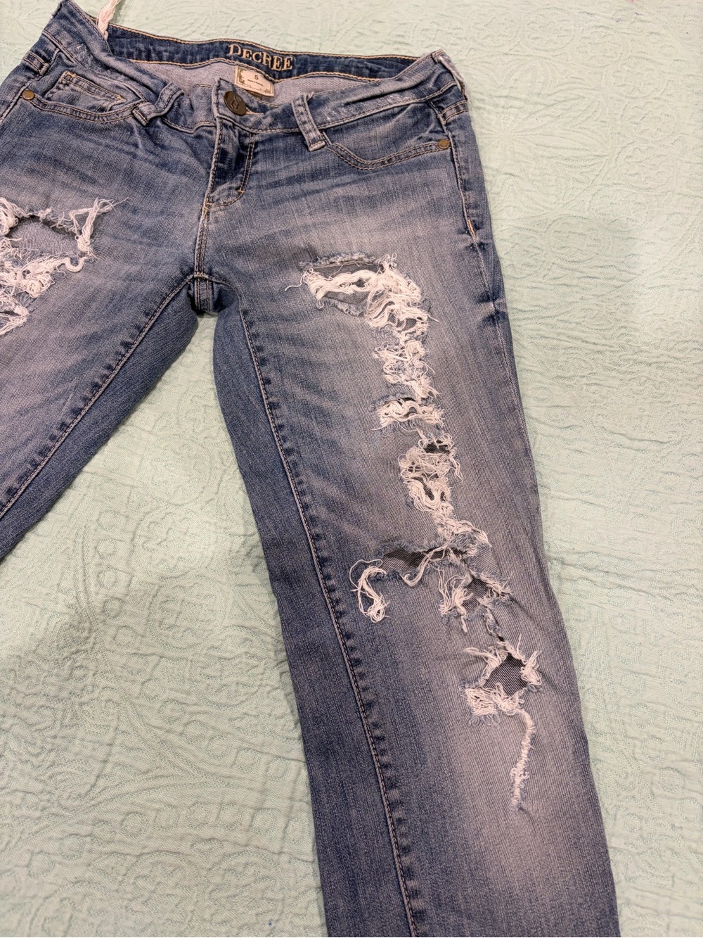 Decree Light Blue Distressed Skinny Jeans